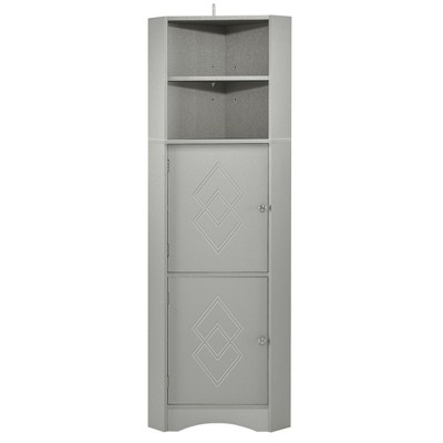 NicBex 61.02 Inch Corner Storage Cabinet,Tall Bathroom Storage Cabinet with Open Shelves and Doors for Living Room,Office