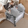 JOYMOR Twin Bassinet for Baby, Bedside Bassinet, Convertible to Bedside Sleeper and Playpen, with Wheel, Brake, Foldable Side Sleeper, Gray - 2 of 4