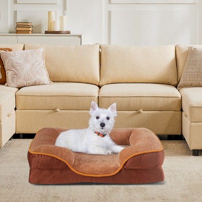 LAOTIES Orthopedic Memory Foam Dog Bed For Small Pets,Egg Crate Foam,Washable Cover,Waterproof Liner,Non-Slip Base