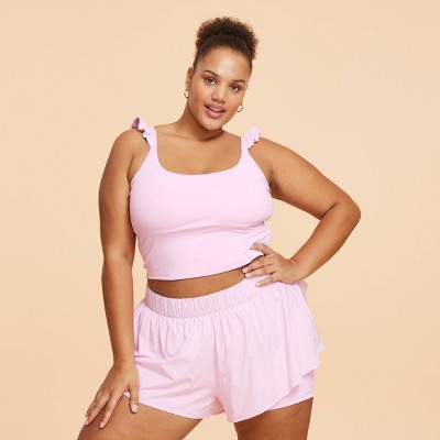 Image of Blogilates Women's Ruffle Tank Top - Light Pink 1X