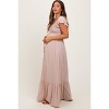 PinkBlush Taupe Smocked Top Woven Maternity Maxi Dress - 3 of 4