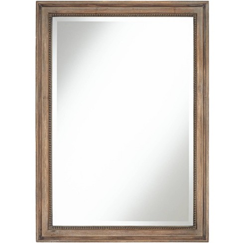 Noble Park Lesley Rectangular Vanity Wall Mirror Rustic Farmhouse Beveled  Beaded Edge Wood Frame 26 3/4