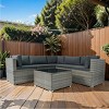 Nestfair 6pc Gray Wicker Outdoor Sectional Sofa Set Dark Gray - 3 of 4