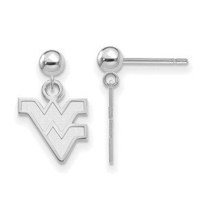 Black Bow Jewelry 14k White Gold West Virginia Mountaineers NCAA Dangle Earrings - 1 of 3