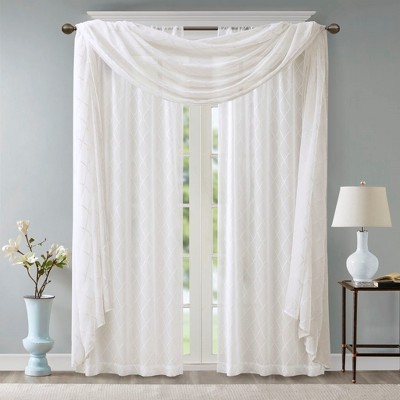 MAYEERTY Diamond Sheer Embroidered Window Scarf for Living Room