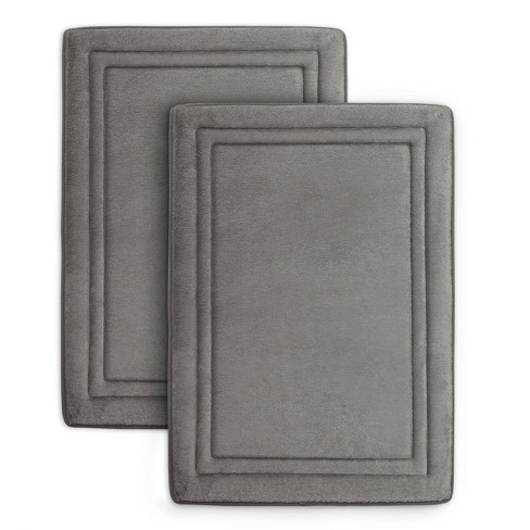 2pc Quick Drying Memory Foam Framed Bath Mat With Griptex Skid-resistant Base Gray - Microdry : Target
