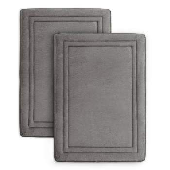 2pc Quick Drying Memory Foam Framed Bath Mat with GripTex Skid-Resistant Base Gray - Microdry