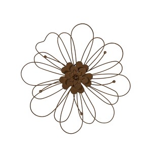Poppy Wall Flower Brown Metal by Foreside Home & Garden - 1 of 4