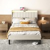ALEXOUN Platform Bed Frame with Fabric Upholstered Headboard, Wooden Slats Support,for Bedroom,Apartment, - 2 of 4