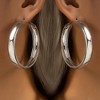 Wide Flat Huggie Hoop Earrings: Chunky Gold & Silver Statement Dangle for Women - 3 of 4