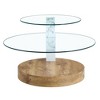 NicBex Artistic Double Layer Coffee Table with White Marble and Wood Grain Collision, Density Board Sticker and Reinforced Glass for Dining Room - 3 of 4