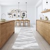Washable Runner & Area Rug, Modern Wave Distressed Pattern, Non-Slip, Low Pile Carpet for Hallway, Kitchen, Laundry Room - 3 of 4