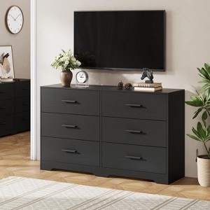 Garvee 6-Drawer Dresser for Bedroom, Modern Closet Dressers Chest of Drawers with Metal Handle,Black - 1 of 4
