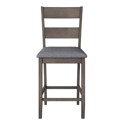 Set of 2 Gray Upholstered Wood Counter Height Side Chairs