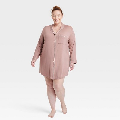 Image of Women's Beautifully Soft Notch Collar NightGown - Stars Above™ Mauve 1X