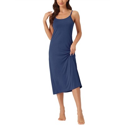 cheibear Women's Sleeveless Spaghetti Strap Midi Cami Tank Sleepdress