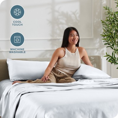 White Twin Poly Satin Sheet Set with Pillowcase
