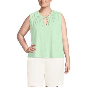 Lands' End Women's Linen Blend Notch Neck Swing Tank Top - 1 of 4