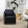 KINWELL 31"W Oak Frame Upholstered Swivel Barrel Armchair - 4 of 4
