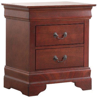 Cherry Wood Louis Philippe 2-Drawer Nightstand