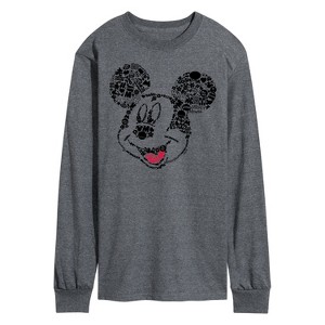 Men's - Disney - Iconic Mickey Mouse Face Long Sleeve Graphic T-Shirt - 1 of 4