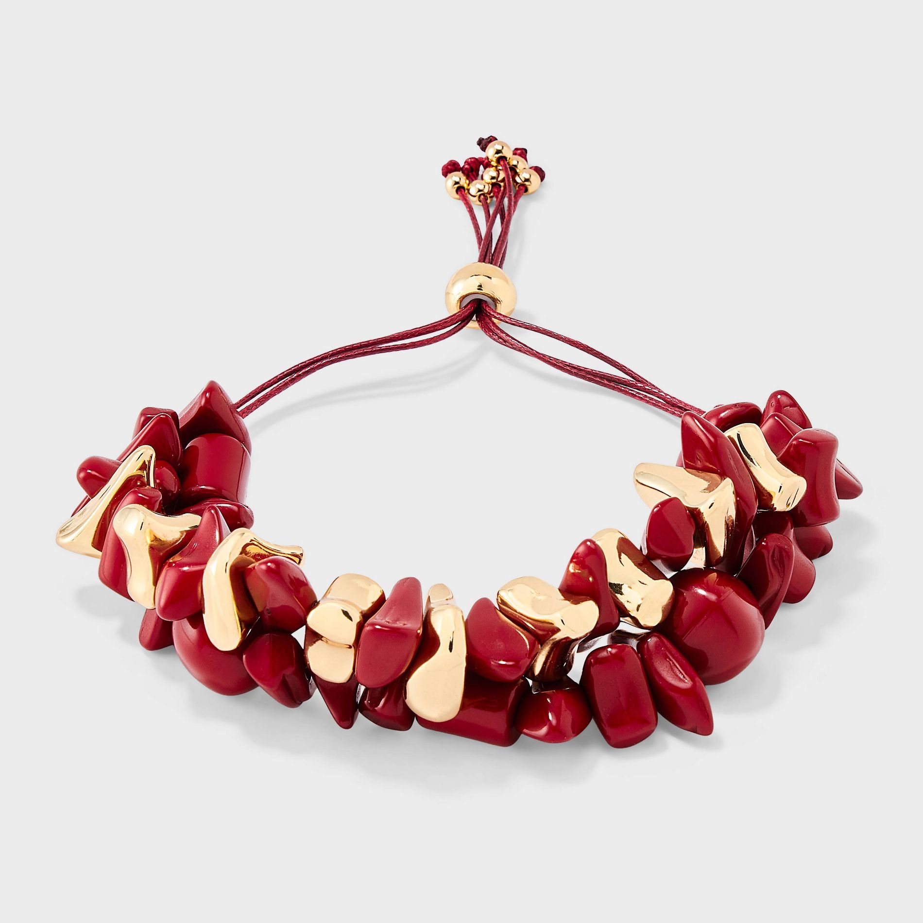 Beaded Multi Strand Pull-Tie Bracelet - A New Day™ Red