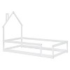 CAVINAS Twin Size Wood Montessori Bed,Modern Floor Bed with House-Shaped Headboard and Fences,Toddler Bed for Bedroom - 4 of 4