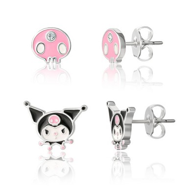 Hello Kitty Hoop Gold Plated And Enamel Earrings : Target