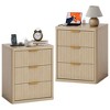 Fluted Nightstand w/ Charging Station, Mid Century Modern Bedside Table with Drawers & Open Shelf - 2 of 4