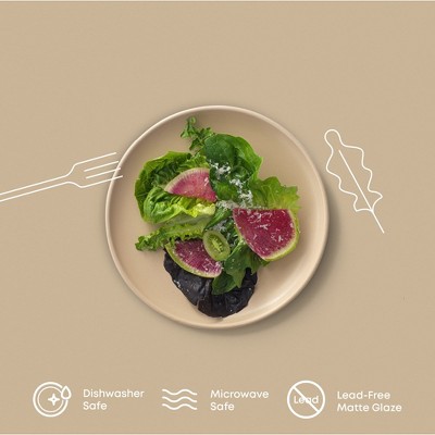 Matte Beige Ceramic 8" Salad and Dessert Plates Set of 6