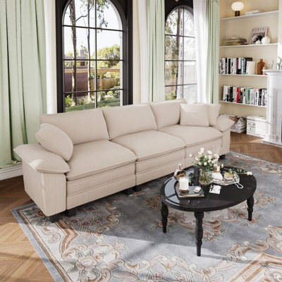 Captiva Designs 123.6" Cloud Modular Sofa, 3-Seater Deep Seat Sectional Couch for Living Room