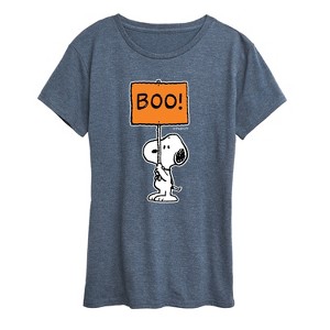 Women's - Peanuts - Snoopy Boo Sign Short Sleeve Graphic T-Shirt - 1 of 4