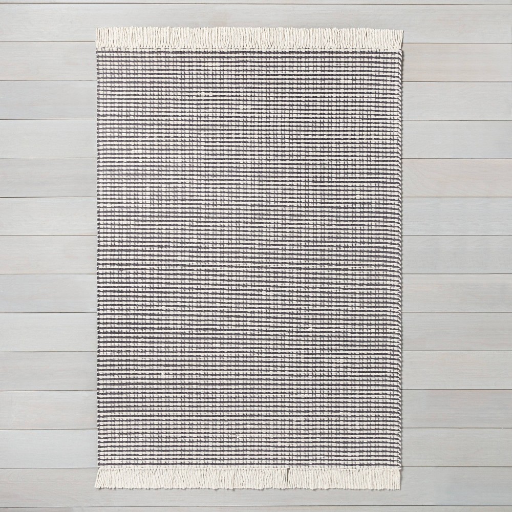 5' x 7' Textured Stripe Area Rug Railroad Gray / Sour Cream - Hearth & Hand™ with Magnolia