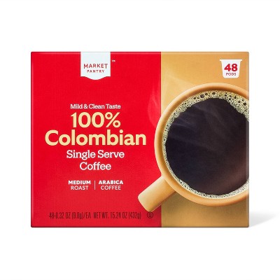 100% Colombian Medium Roast Coffee - Single Serve Pods - 48ct - Market Pantry™