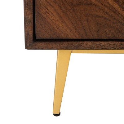 Katia Transitional 3-Drawer Walnut Chest with Gold Accents