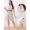 INSPIRE CHIC Women's V Neck Wear to Work Sleeveless Flare Knee Length Dresses - 2 of 4