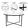 Flash Furniture Greenwich Collection Coffee Table - Modern Clear Glass Accent Table with Crisscross Matte Black Frame - 3 of 4