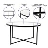 Flash Furniture Greenwich Collection Coffee Table - Modern Clear Glass Accent Table with Crisscross Matte Black Frame - image 3 of 4