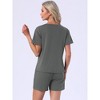 INSPIRE CHIC Women's 2 Pcs Pajama Set Short Sleeve Top with Built-in Bra and Shorts Sleepwear Lounge Sets with Pockets - 4 of 4
