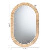 bali & pari Bella Modern Bohemian Natural Brown Mahognay Wood and Natural Rattan Oval Mirror - 4 of 4