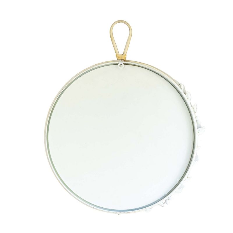 Round White Cottage Floral Wall Mirror Glass & Metal by Foreside Home & Garden, 5 of 8