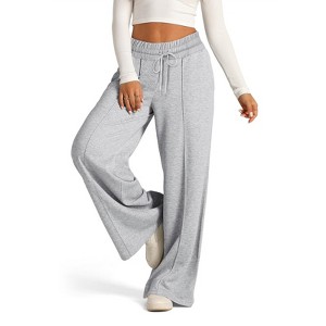 Womens Wide Leg Pants Tie Waist Casual Long Pants Side Pockets - 1 of 2