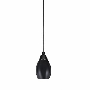 Toltec Lighting Any 1 - Light Pendant in  Matte Black with 5" Matte Black Oval Metal Shade Shade - 1 of 1