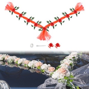 Unique Bargains Artificial Flowers Bouquet Set Wedding Car Decoration 1 Pc - 1 of 4