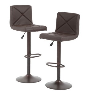FDW Bar Stools Set of 2  with 360° Swivel Function Cross-Stitch Backrest & Adjustable Height for Home or Commercial Use - 1 of 4