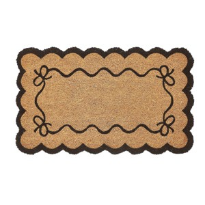 VCNY 1'6"x2'6" Black Bow Scalloped Edge Coir Outdoor Doormat Black - 1 of 4