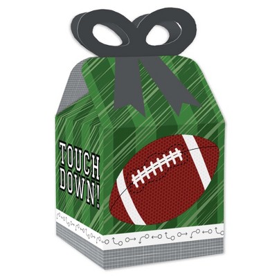 Big Dot of Happiness End Zone - Football - Square Favor Gift Boxes - Baby Shower or Birthday Party Bow Boxes - Set of 12