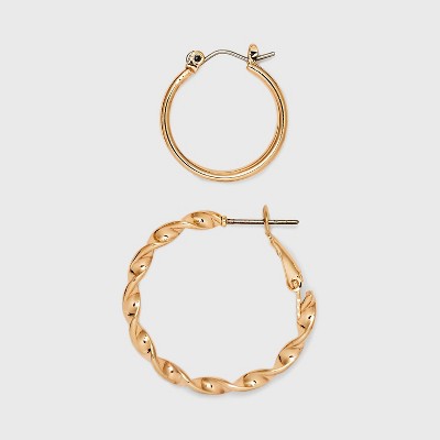 Twisted and Duo Hoop Earring Set 3pc - Universal Thread' - image 2