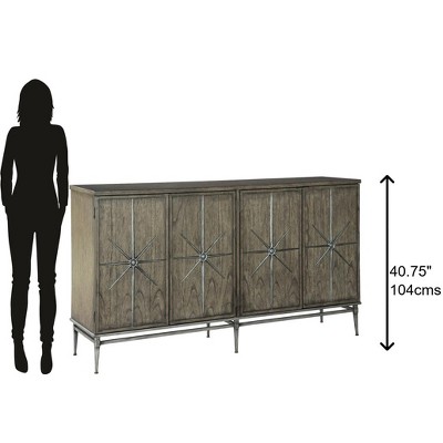 Transitional Beige and Silver 72" Star Overlay Entertainment Center