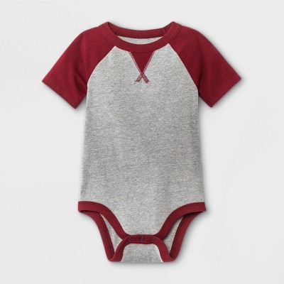 Baby Boys' Jersey Raglan Short Sleeve Bodysuit - Cat & Jack™ Maroon Newborn